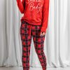 Red Santa Baby Plaid Print Two Piece Pajama Set