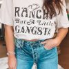 White Western Slogan Letter Print Short Sleeve T Shirt