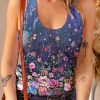 Floral Print U Neck Racerback Tank Top