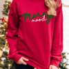 Red Merry Mood Long Sleeve Pullover Sweatshirt