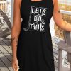 Black Lets Do This Ice Hockey Print Sleeveless T Shirt Dress