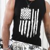 Black American Flag Print Muscle Fit O Neck Men's Tank Top