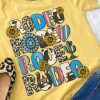 Yellow RODEO Western Pattern Print Short Sleeve Graphic Tee