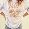 White Fall Days Ahead Graphic Print Pullover Sweatshirt