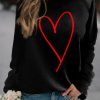 Black Simple Heart Graphic Valentine's Sweatshirt