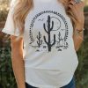 White Western Oasis Sky Wheel Graphic T Shirt