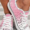 Pink Ombre Leopard Print Casual Canvas Shoes