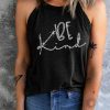 Black BE Kind Shiny Pattern Print Halter Tank Top