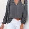 Gray Split V Neck Dolman Top