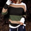 Green Colorblock Knit Sweater