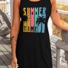 Black SUMMER TIME Pattern Printed Sleeveless Mini Dress