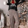 Merry Christmas Tree Leopard Print Two Piece Lounge Set