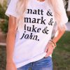 White Matt Mark Luke John Crew Neck Tee