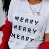 White Triple Merry Graphic Print T Shirt