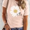 Pink Daisy BE Kind Printed Crewneck Graphic Tee