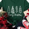 Green Merry Christmas Tree Graphic Print Tee