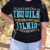 Black Tequila Talkin' Western Pattern Print Short Sleeve T Shirt