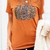 Orange Leopard Pumpkin Graphic Short Sleeve Tee