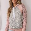 Pink Leopard Long Sleeve Hooded Sweatshirt