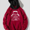 Burgundy Letter Graphic Print Color Block Men's Hoodie