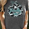 Gray Howdy Fall Cow Pumpkin Print Graphic T Shirt