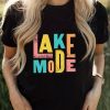 Black LAKE MODE Letter Print Short Sleeve T Shirt