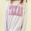 White TEXAS Drop Shoulder Oversized Pullover Sweatshirt