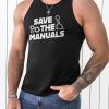 Black Save The Manuals Graphic Print Racerback Men's Tank Top