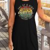 Black Classic Letter Graphic Print Sleeveless Mini Dress