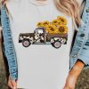 Cow Sunflower Graphic Print Short Sleeve Tee