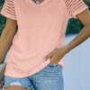 Pink Striped Raglan Sleeve Tee