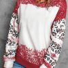 Red Tie Dye Leopard Drop Shoulder Sweatshirt