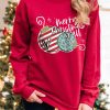 Red Merry Christmas Y'all Striped Leopard Print Pullover Sweatshirt