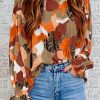 Abstract Printed Long Sleeve Blouse