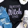 Black Resting Witch Face Short Sleeve Graphic Tee