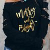 Black Leopard Ripped Sleeves Graphic Sweatshirt