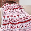 Multicolor Christmas Elk Geometric Knit Flannel Blanket 127*152cm