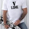 White V LONE O-neck Short Sleeve Men's T Shirt