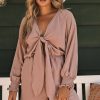 Tie Knot Puff Long Sleeve Romper