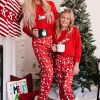 Red Family Matching Christmas Graphic Print Two Piece Lounge Set