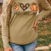 Peace Love Fall Cute Graphic Sequin Shoulder Pullover