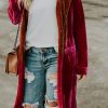 Retro Velvet Long Sleeve Pocket Coat