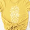 Yellow Pineapple Pattern Print Short Sleeve Graphic Tee