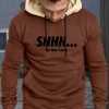 Brown Men's Letter Print Color Block Slim-fit Pullover Hoodie