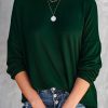 Green Loose Fit Wide Neck Batwing Sleeves Top