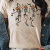 Khaki Skeleton Pumpkin Graphic Print Short Sleeve T Shirt