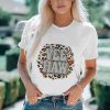 White YES HAW Leopard Graphic Print Short Sleeve T Shirt