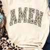 Khaki AMEN Leopard Print Short Sleeve Graphic T Shirt