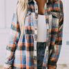 Multicolor Plaid Button Down Ruffled Shirt Jacket