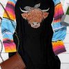 Black Western Heifer Graphic Serape Long Sleeve Dress